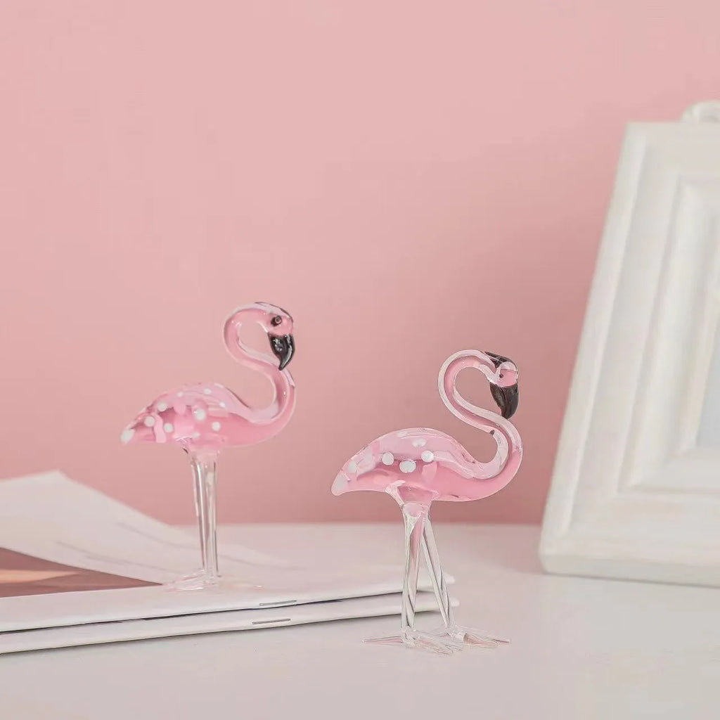 Pink crystal flamingo decorative craft for table display with modern simplicity style