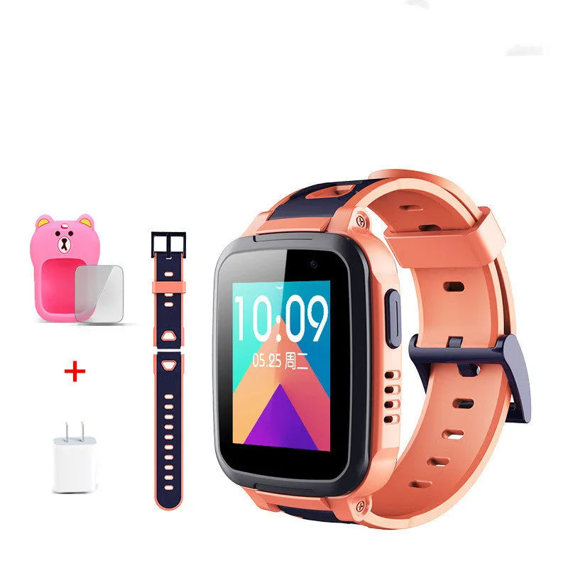 360 SE5 blue children's smartwatch with stainless steel band on a child's wrist.