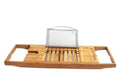 Bamboo bathtub frame for bathroom storage with desktop installation