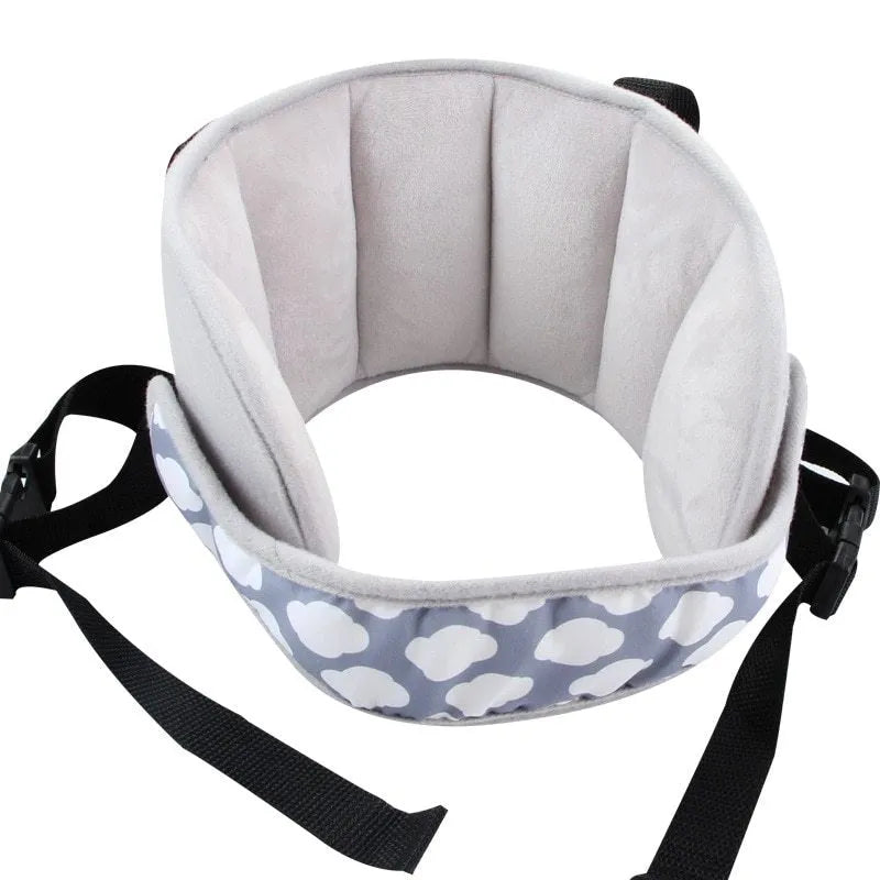 Child car seat head support sleep auxiliary belt in polyester with hook and loop neck fastening and 55 x 44 cm rear waistband