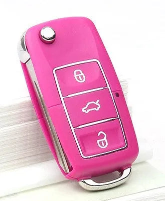 Volkswagen B5 folding key shell in black, 70mm by 35mm by 16mm ABS material with key blank