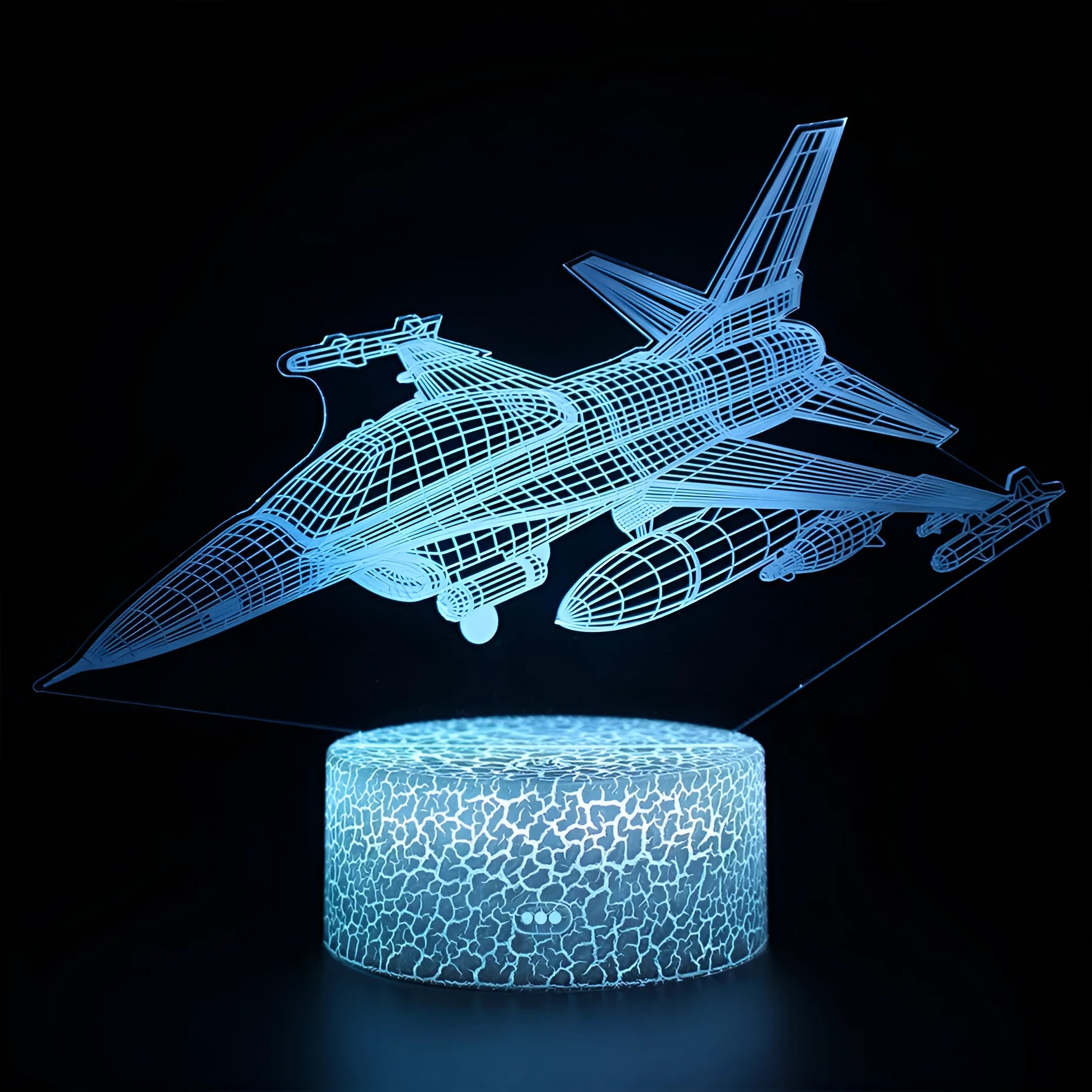 Cartoon aeroplane night light with colourful LED illumination and touch control