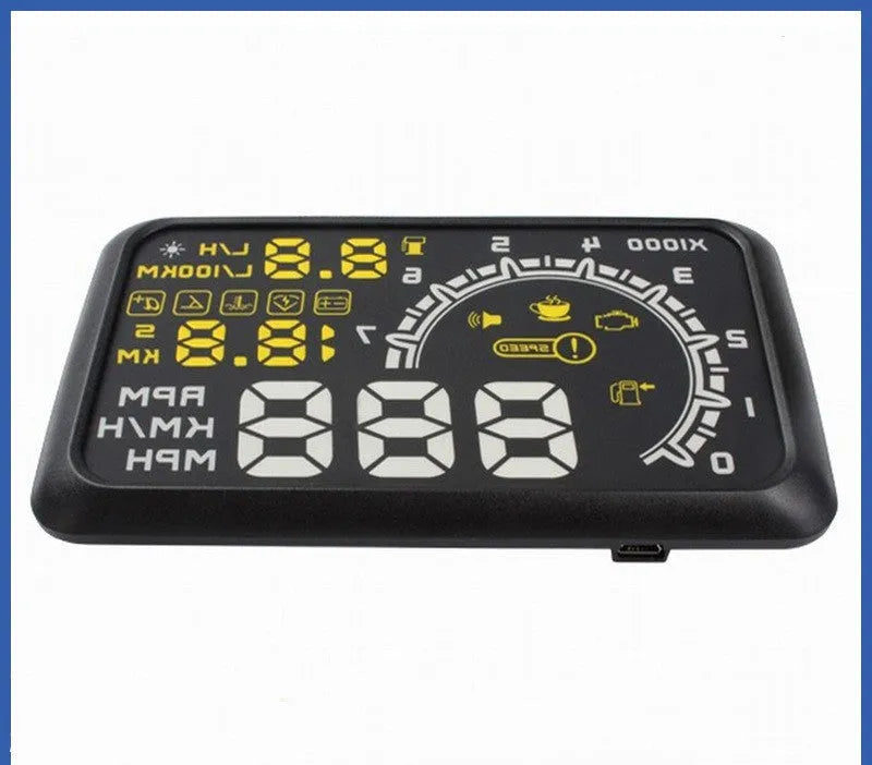 Black ABS head up display with multi-colour screen and data cable for OBD II EUOBD vehicles