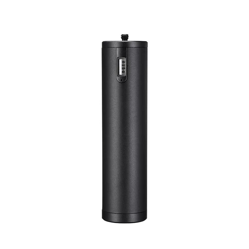 Black aluminium alloy power bank with carry handle showing 6800mAh capacity.