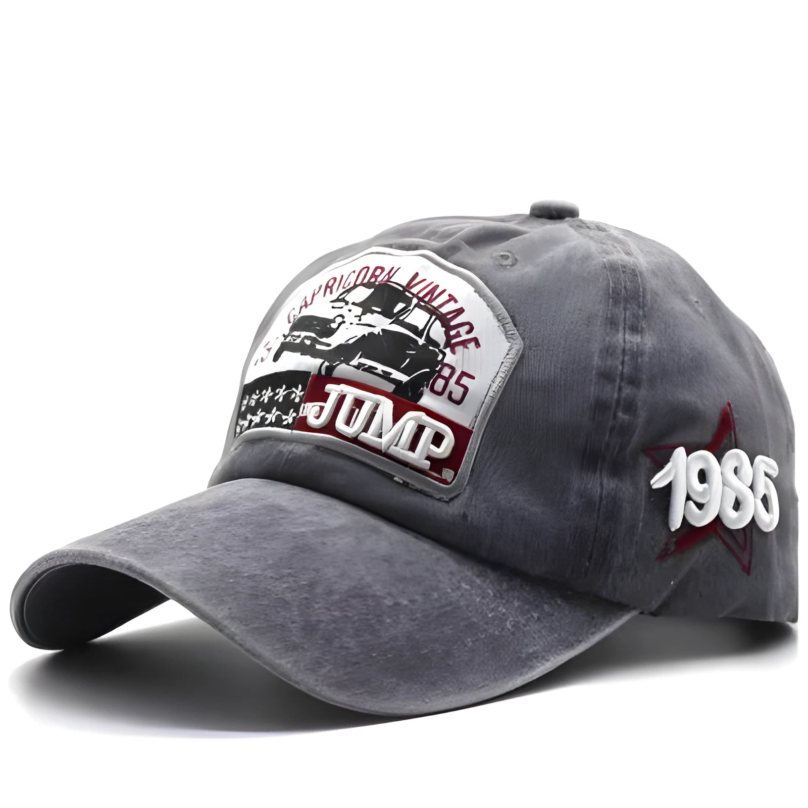 Alphabet embroidered baseball cap in cotton with 13cm height and 7cm brim, six colours available including Army Green and Khaki