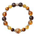 10mm natural yellow tower crystal tiger-eye bracelet with lucky K-boxing geometric pattern