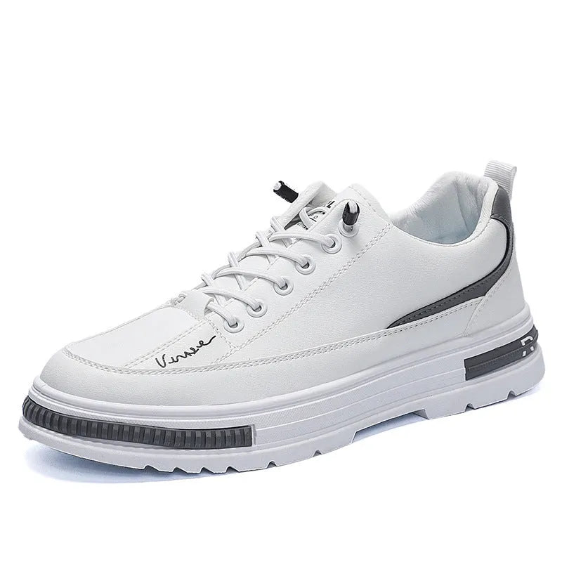 Men's Korean style platform sneakers with elastic band fastening in black colour option