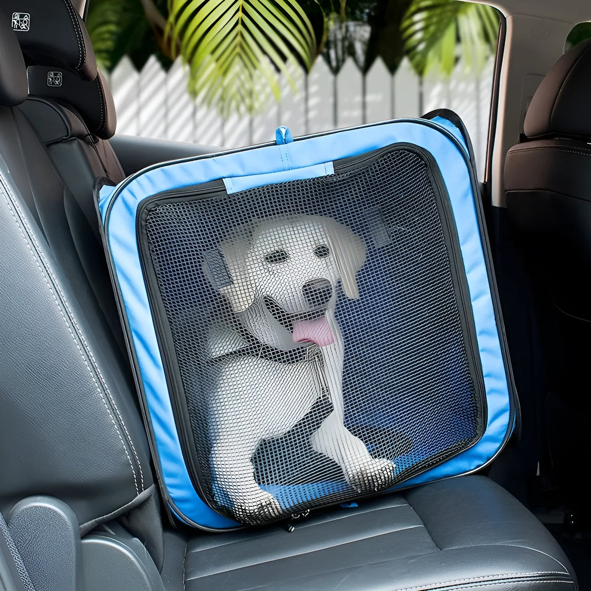 Polyester dog car safety seat kennel, breathable, up to 50kg, S/M/L sizes, blue or red