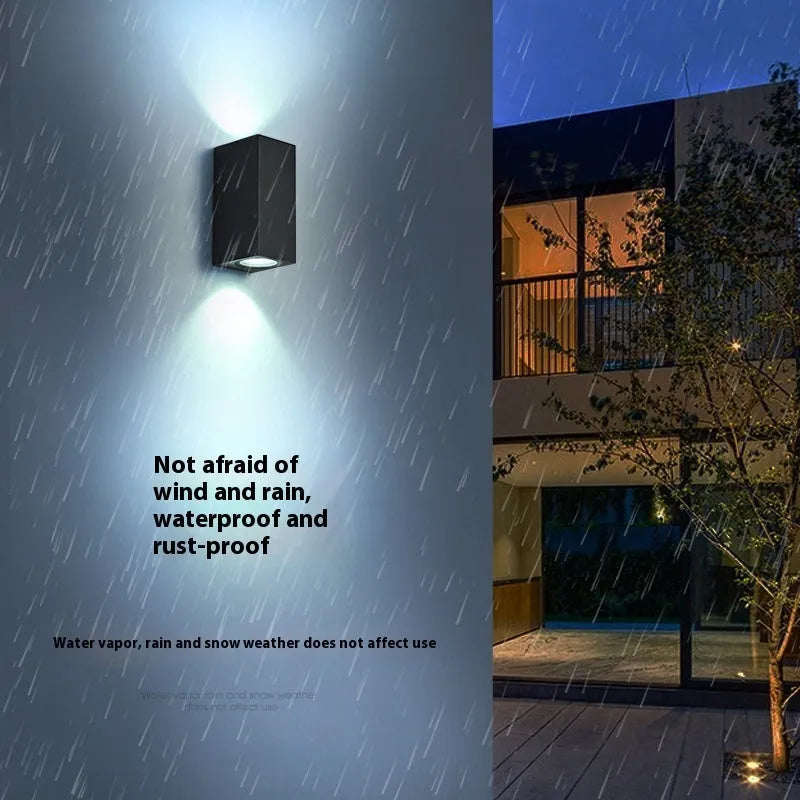 Simple modern outdoor waterproof LED wall lamp with warm light, 28W size, 37.5cm high for exterior use
