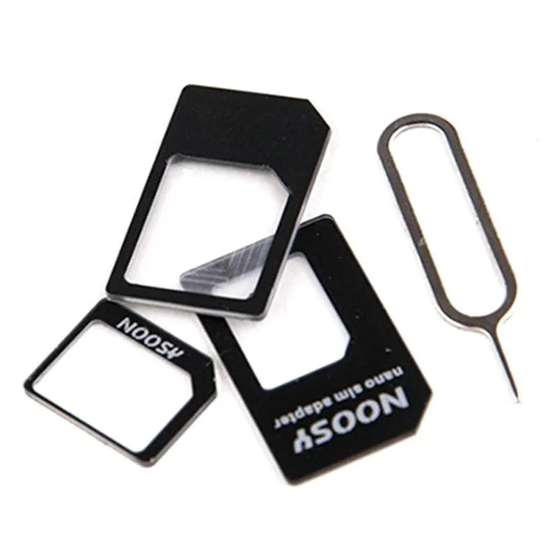 Three black SIM card ejector tools made from PC plastic on a white background