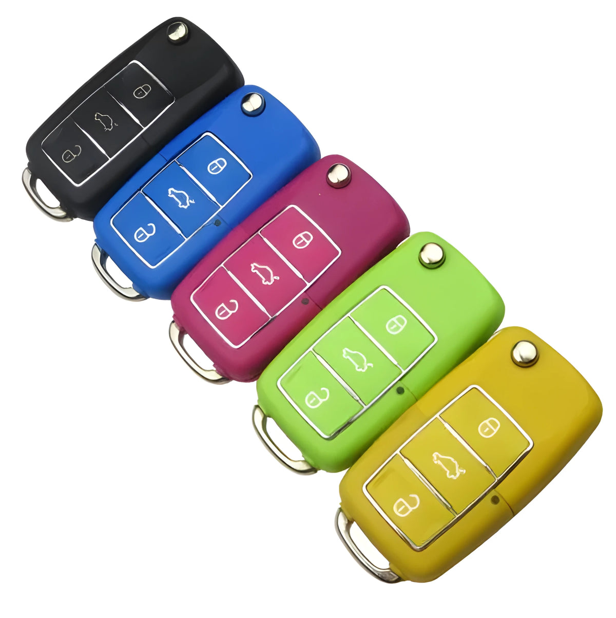 Volkswagen B5 folding key shell in black, 70mm by 35mm by 16mm ABS material with key blank
