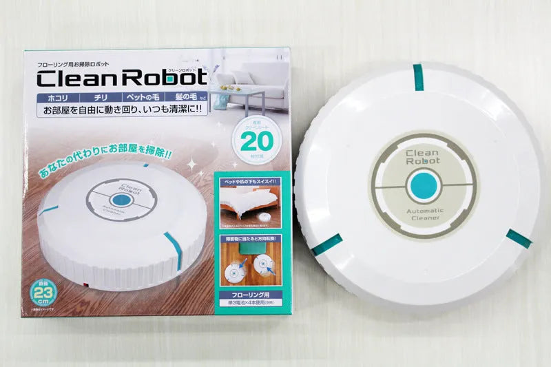 AC robot vacuum cleaner automatic sweeping machine in black or white on a hardwood floor.