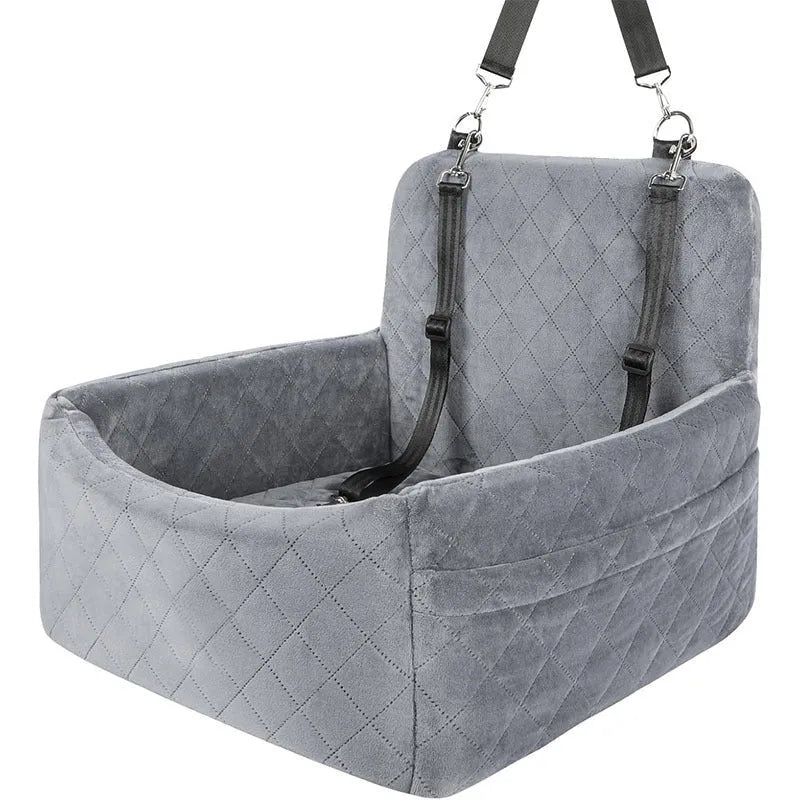 Pet car mat in Holland Velvet, 48x48x13cm, black, on car seat for dog travel protection