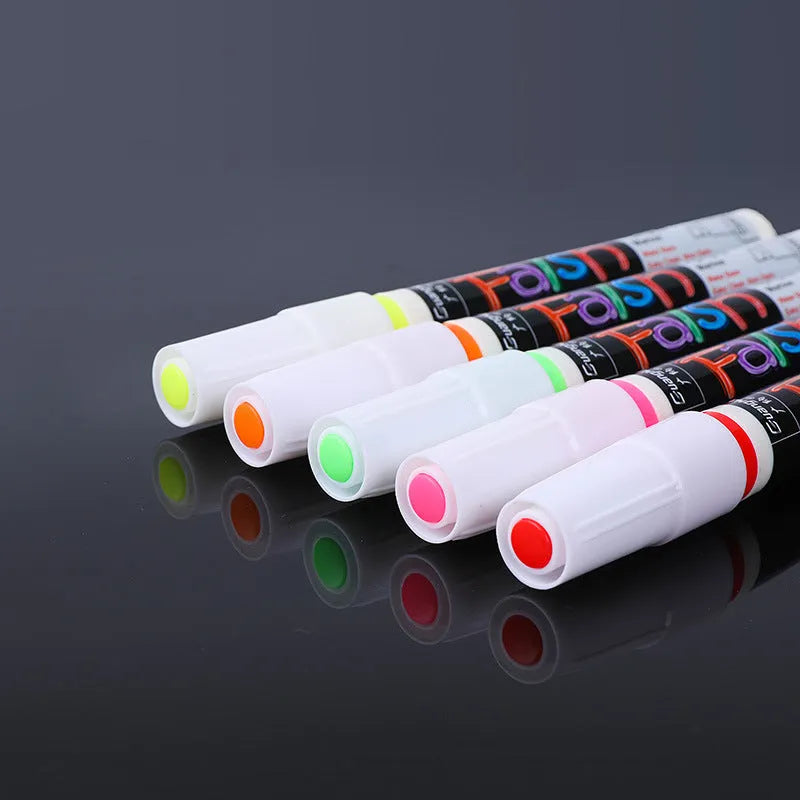 Electronic fluorescent plate highlighter pen with 6mm oblique tip in plastic shell