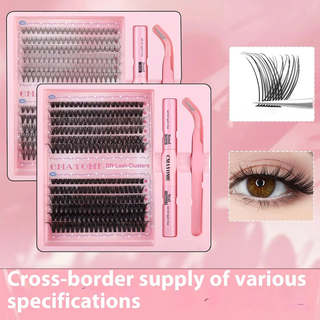 DIY single cluster individual false eyelashes in natural thick mixed split type style