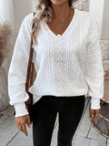 Loose fit long sleeve polyester T-shirt with 3D pattern in milky white