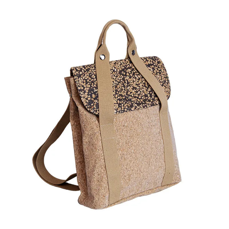 Coffee grounds cork casual backpack with polyester lining, curved shoulder straps, and solid Coffee Grounds Cork colour.