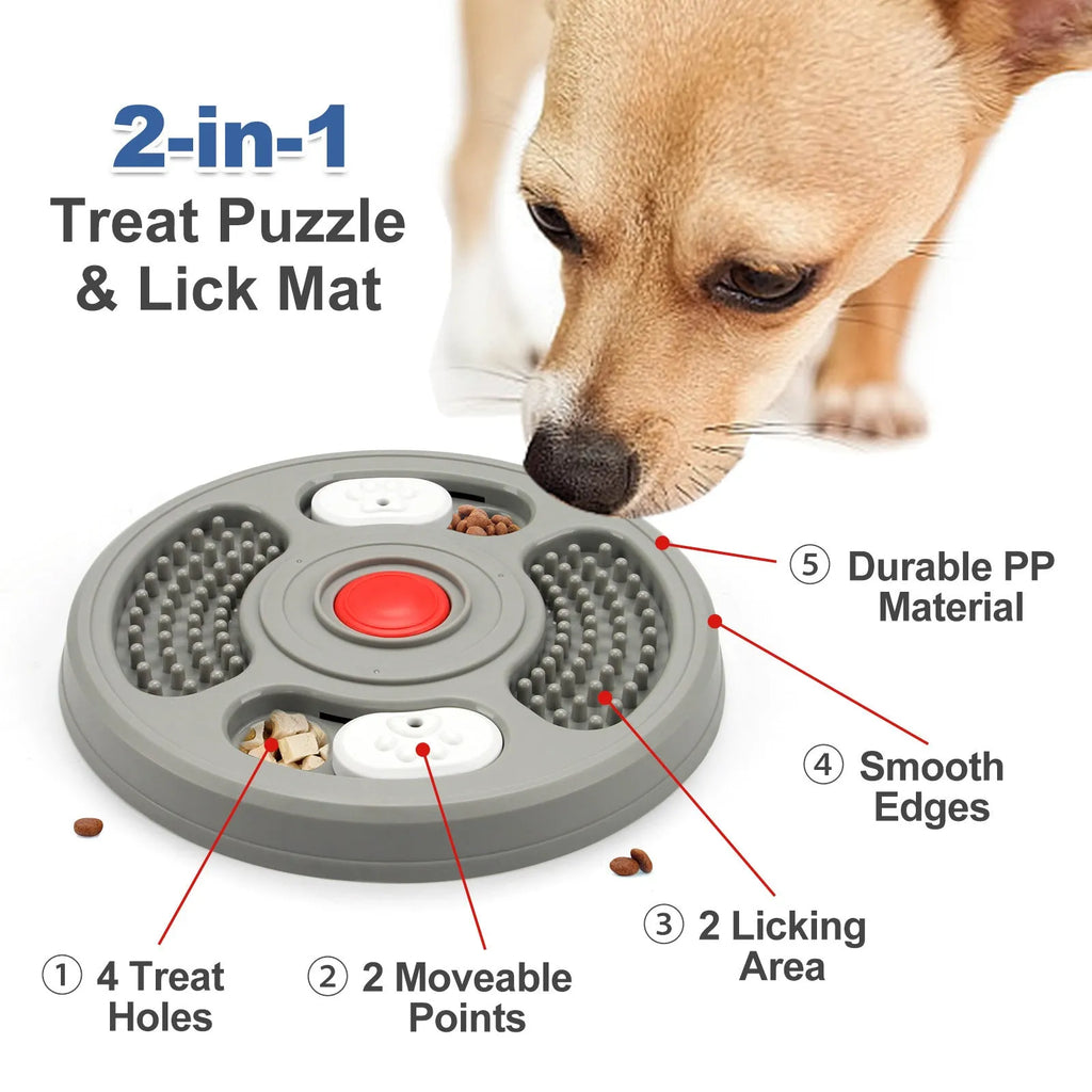 Grey and blue PP plastic dog slow feeder bowl with anti-slip pads