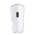 White plastic portable calf massager with electrotherapy pulse and infrared functions.