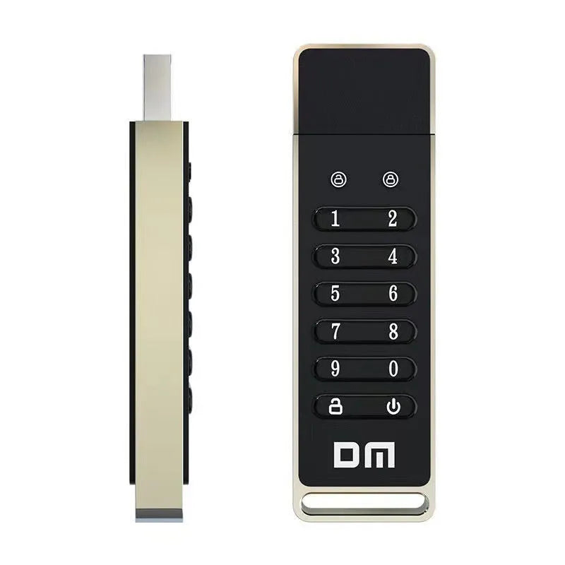 64GB USB 3.0 flash drive with fingerprint sensor and metal encryption button for file protection