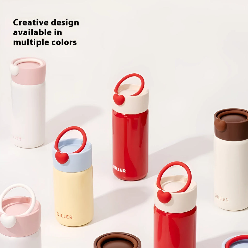 Women's thermos cup in red with 316 stainless steel liner, 200ml, portable insulated design
