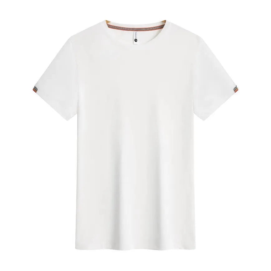 Round neck ice-feeling pullover work top in black, size S to 4XL