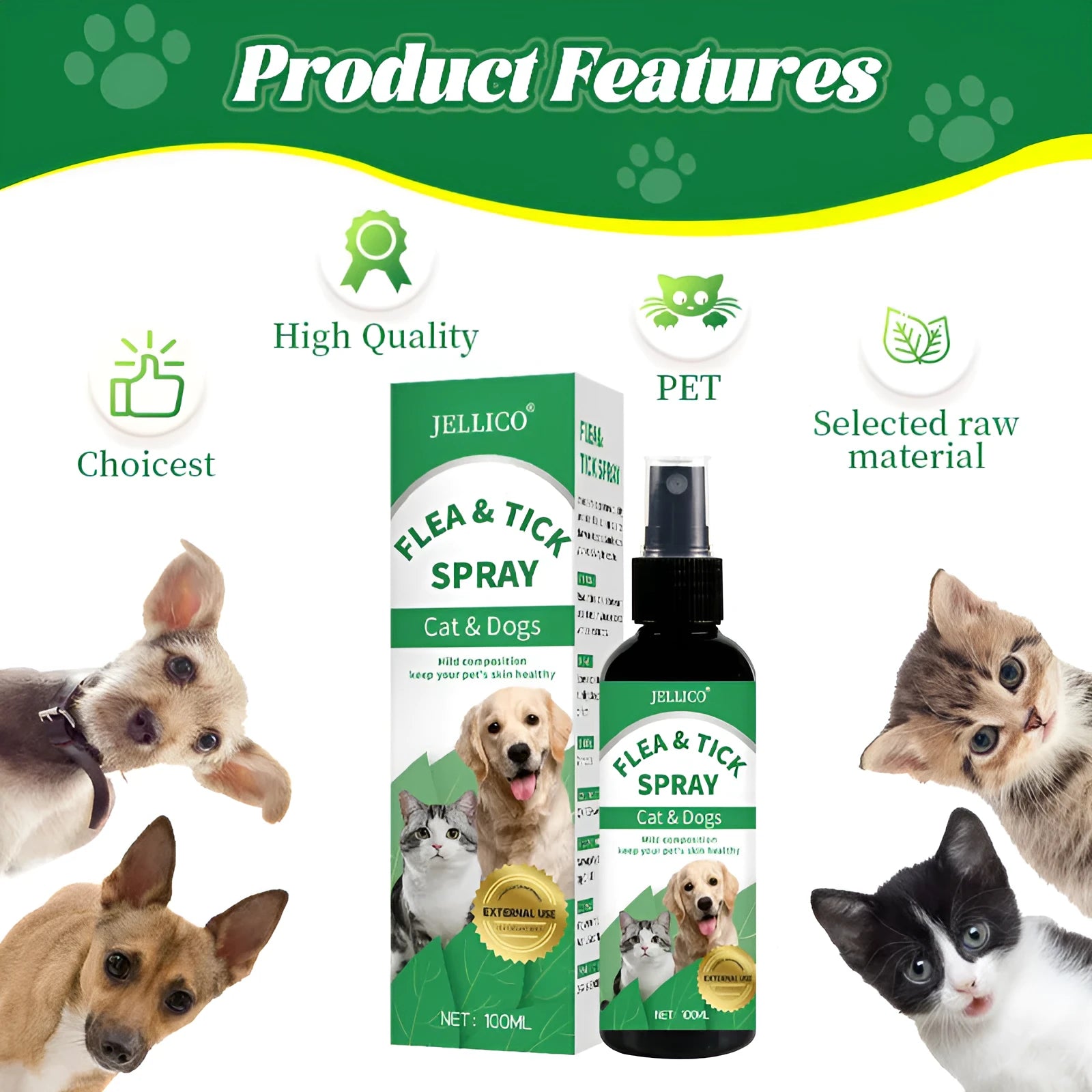 100ml pet skin itching spray bottle for dogs and cats with insect repellent formula