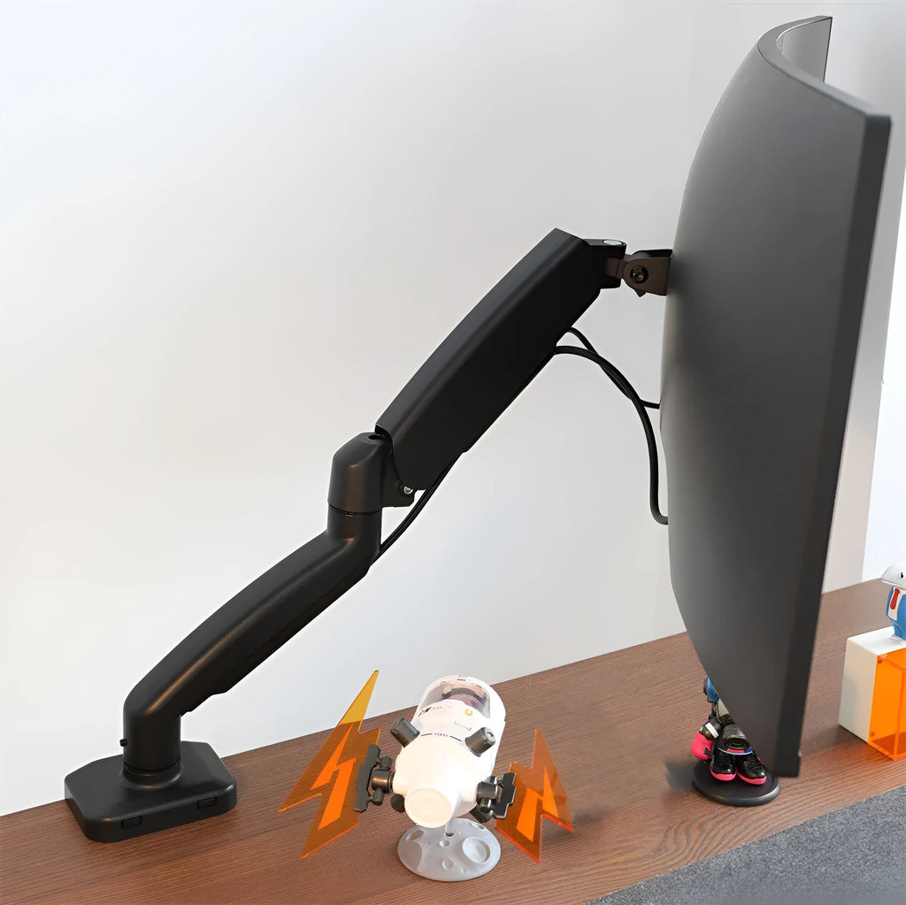 Black and white rotating telescopic LCD screen bracket table mount for general displays