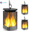 Black solar hanging flame torch light with LED flickering effect for outdoor garden decoration