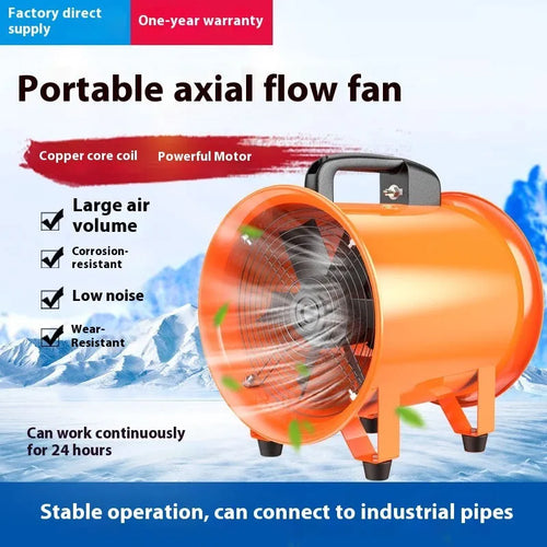 8-inch portable titanium steel axial flow industrial ventilation fan with 5-metre duct