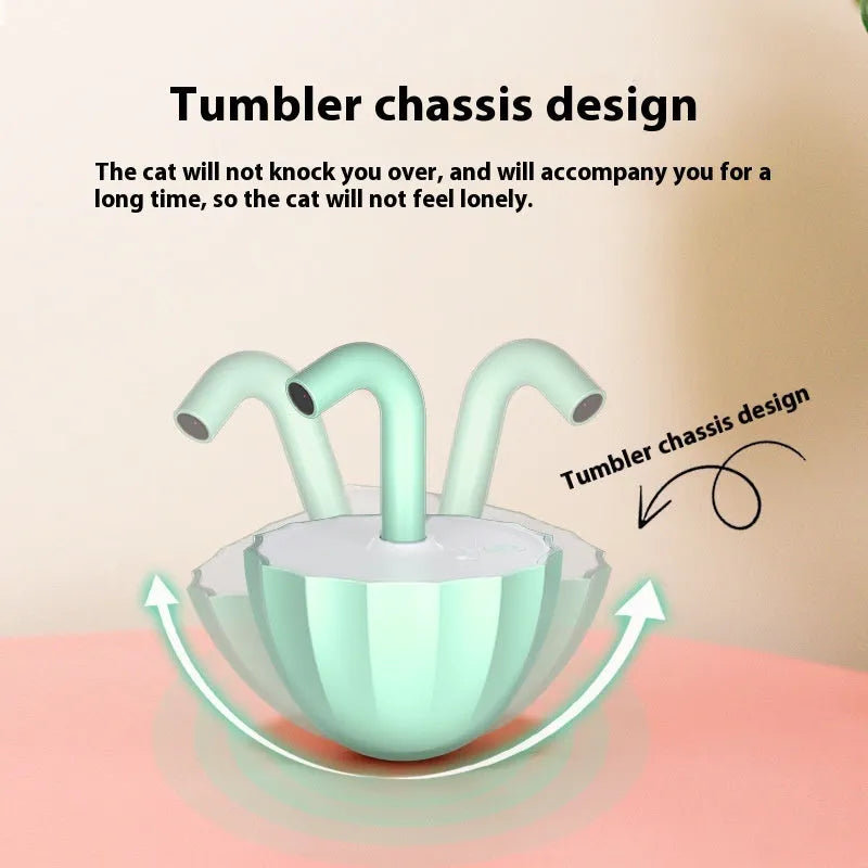 Bubble tea cup shaped interactive laser cat toy with cherry blossom pink finish on floor