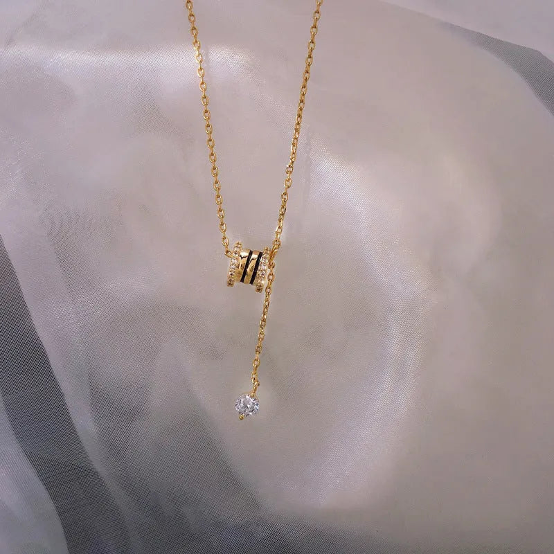 Gold plated copper choker necklace, 38 cm with 5 cm extension chain, Korean style short necklace