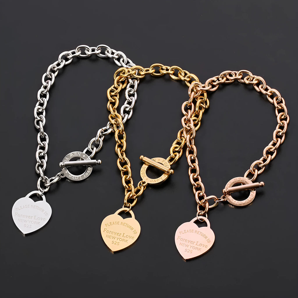 Alloy heart shape bracelet for ladies with electroplating finish, Sl257 style