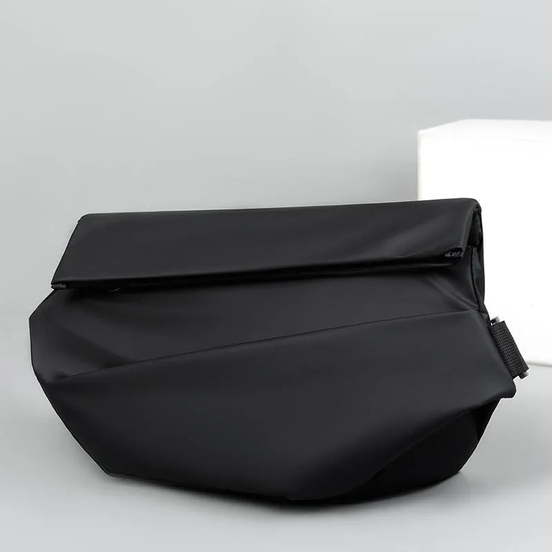 Men's medium crossbody shoulder bag in black or grey PU leather with internal organisation compartments