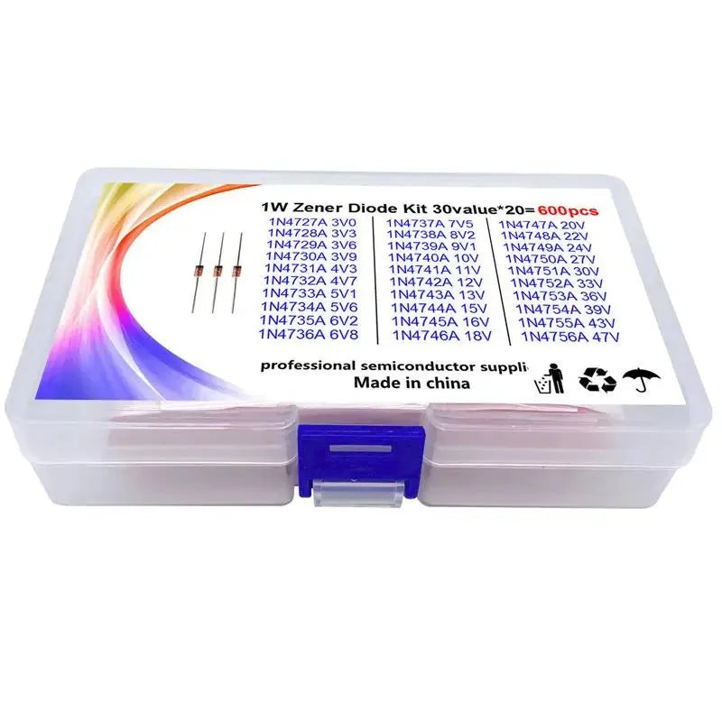 Boxed 1W Zener diode in crystal glass package with 50V reverse breakdown voltage