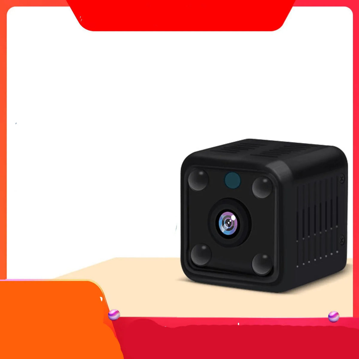 Mini wireless camera with 3.6mm lens and 120-degree wide angle, 1080P full HD CMOS sensor for indoor use