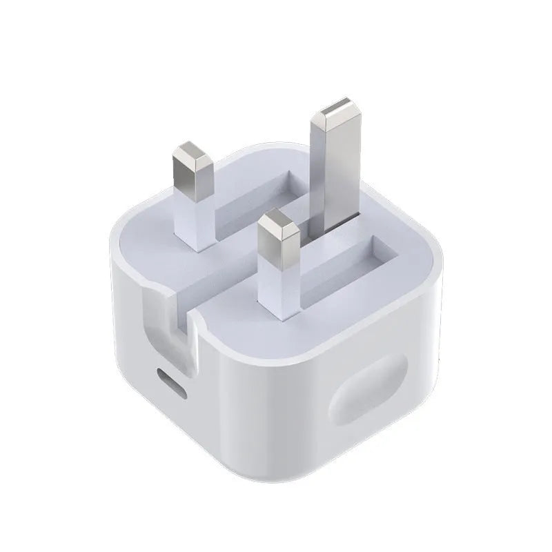 White 20W PD British standard mobile phone charger with Type-C fast charging cable