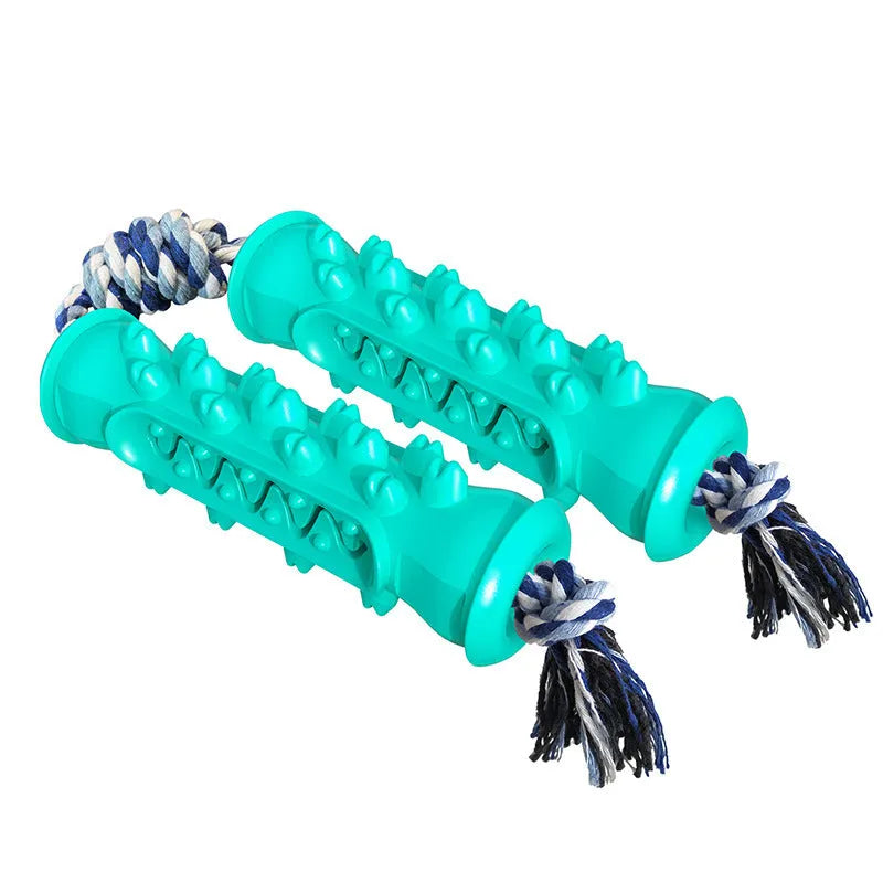 Pet chew-resistant teeth cleaning stick in TPR and nylon with molar bumps and zigzag groove