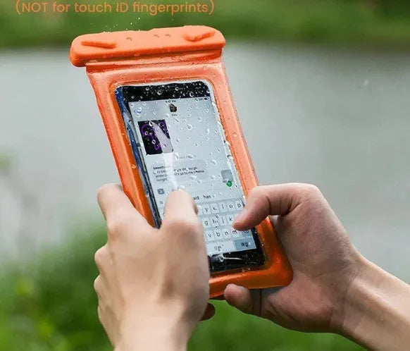 Double airbag waterproof phone pouch in orange made of imported PVC with 45cm rope