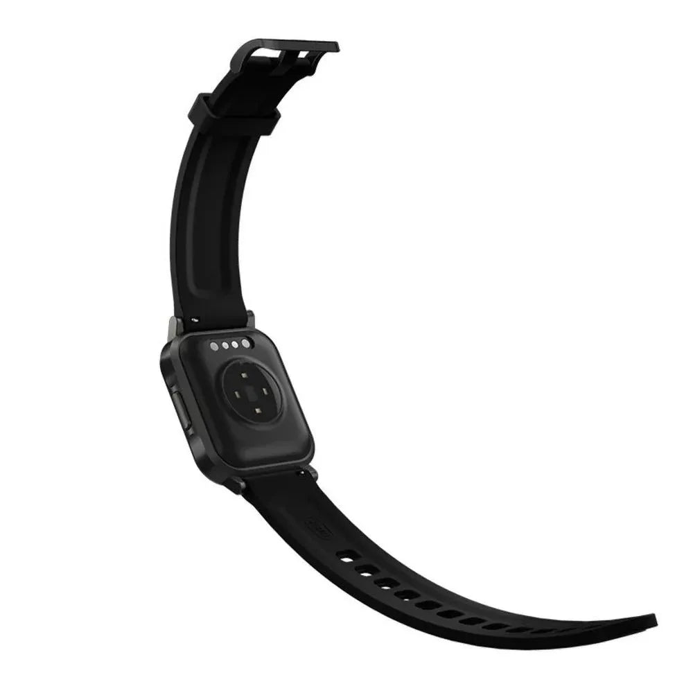 Black waterproof smart fitness bracelet with 1.4-inch screen on silicone wrist strap