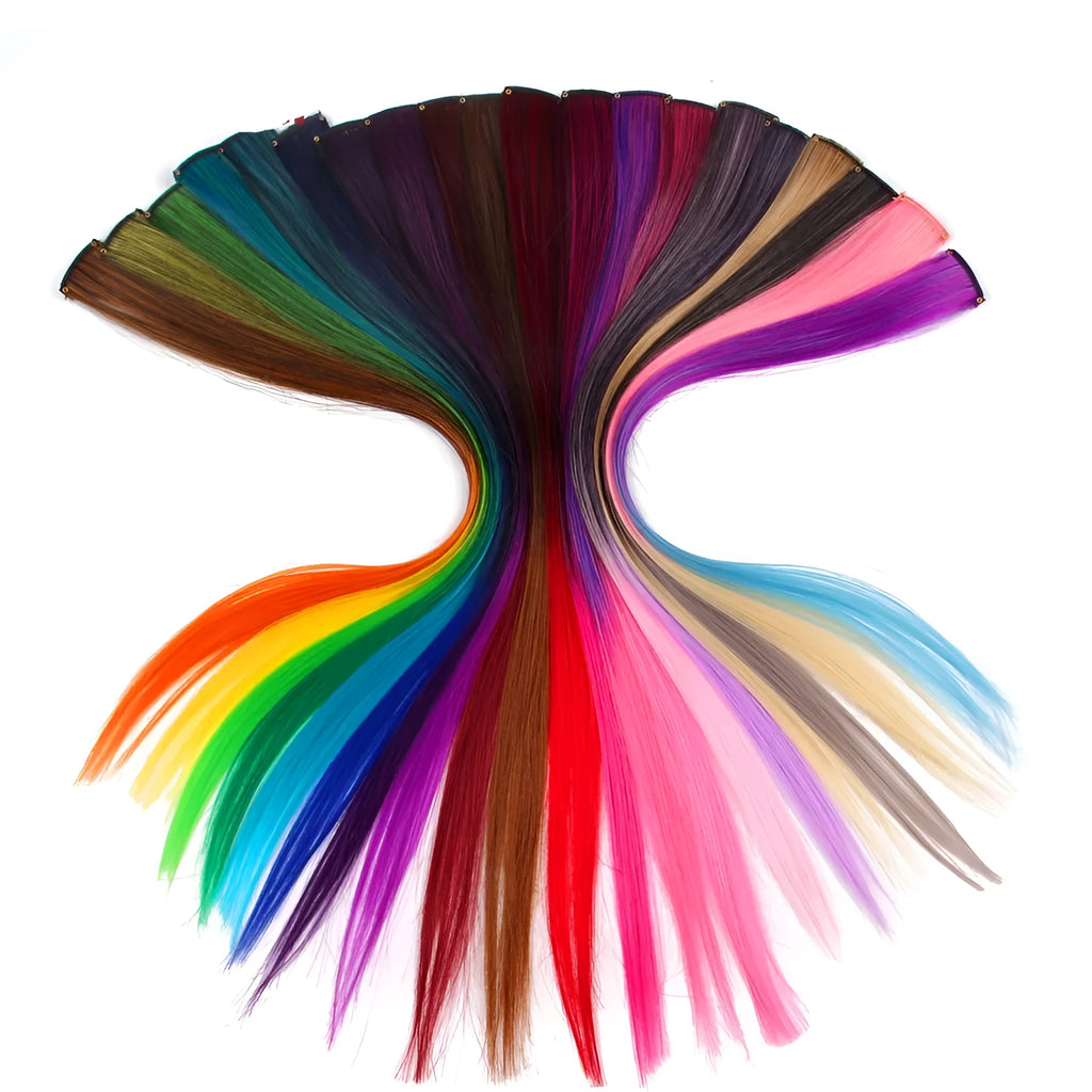 18 inch synthetic wig hair extension with natural wave, shown in multiple colour style options