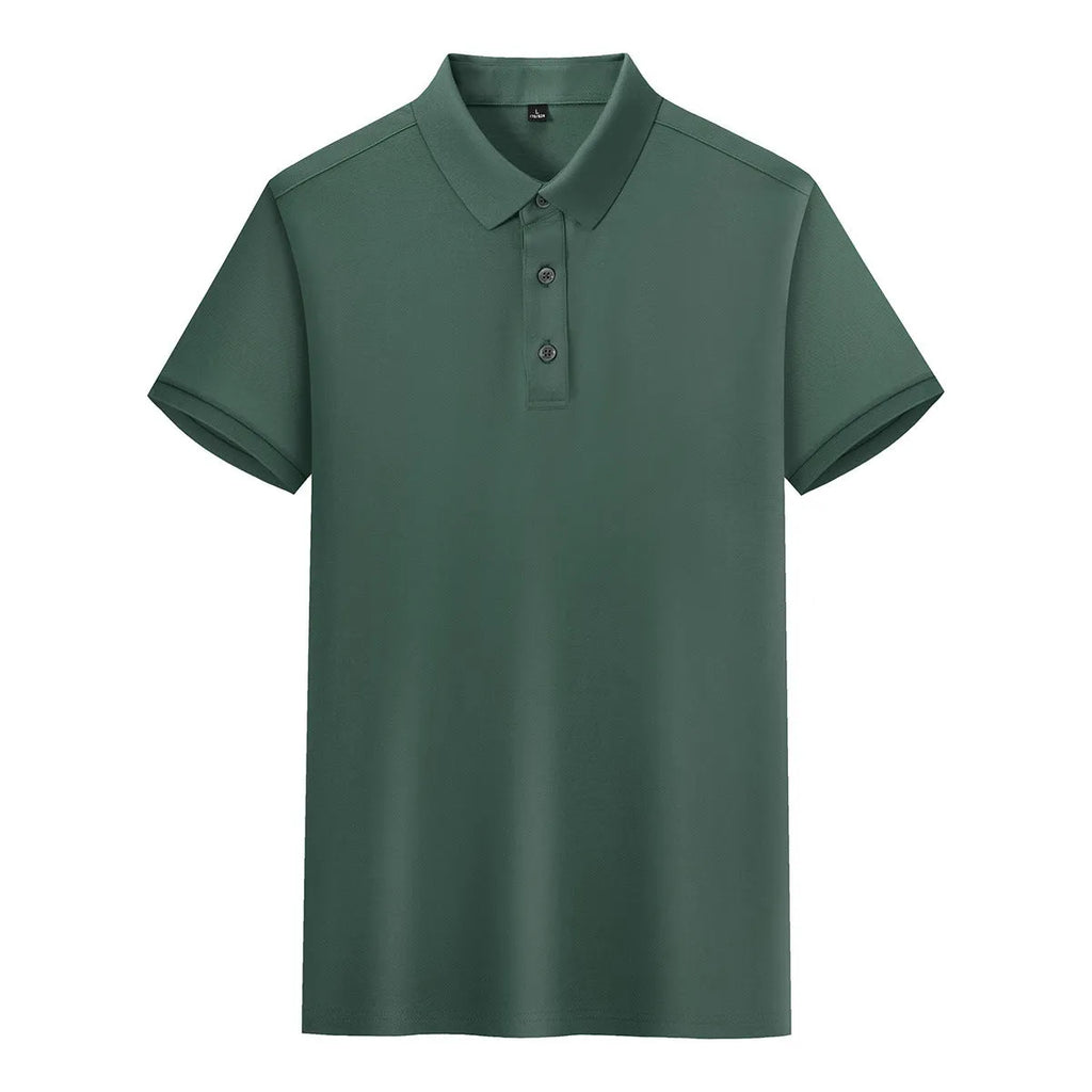 Pure cotton lapel short-sleeved T-shirt in mulberry silk cotton blend for business commute, available in multiple colours