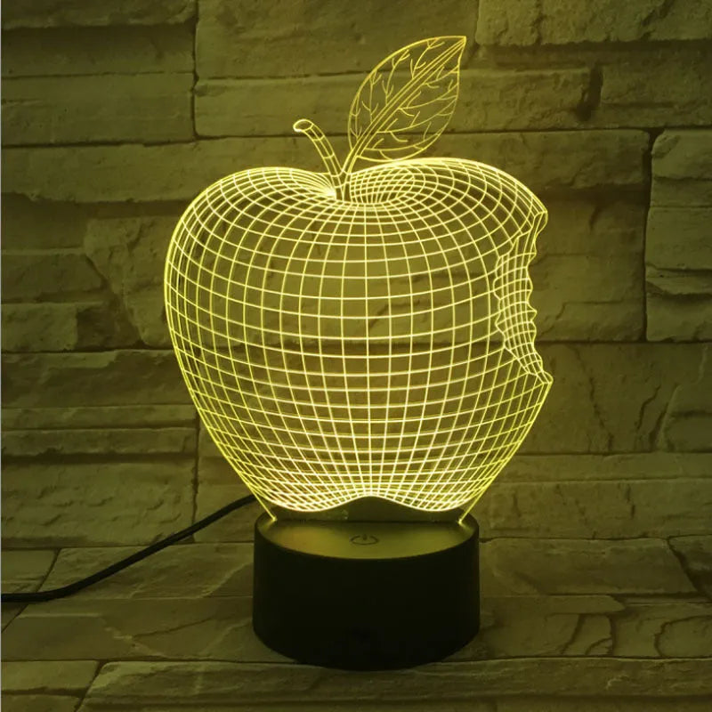 3D fruit decorative night light with touch control and seven colour LED illumination