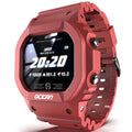 Waterproof smart watch with 240x240 HD glass screen, TPU silicone strap, 66g, Army Green Black or Red