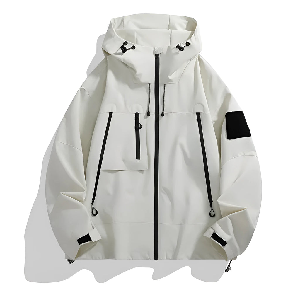 Men's hooded shell jacket in polyester blend, long sleeve, casual outdoor mountaineering jacket, available in six colours