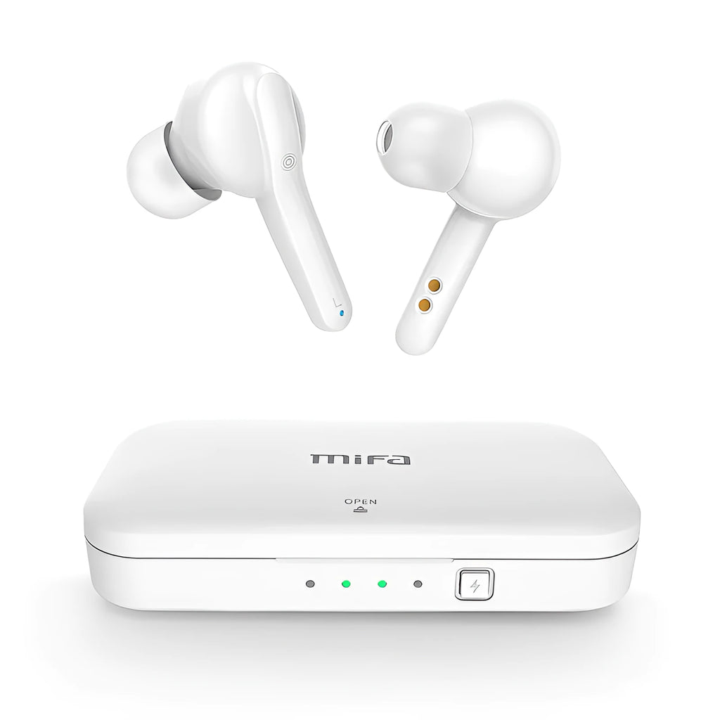 Black and white TWS true wireless earbuds with Bluetooth 5.0 and IPX5 waterproof rating