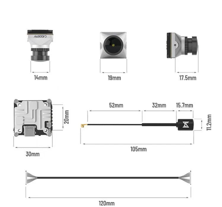 Silver DJI FPV digital transmission unit with Caddx adapter compatibility and mounting hardware