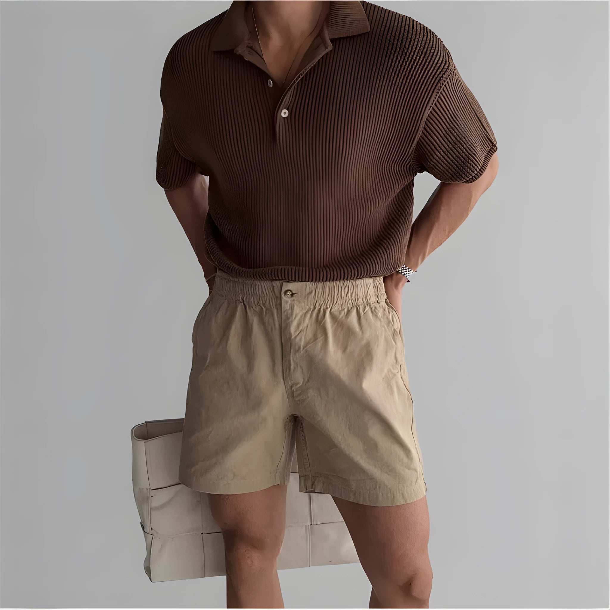 Cotton loose fit sports shorts in black, white and khaki colours for summer wear