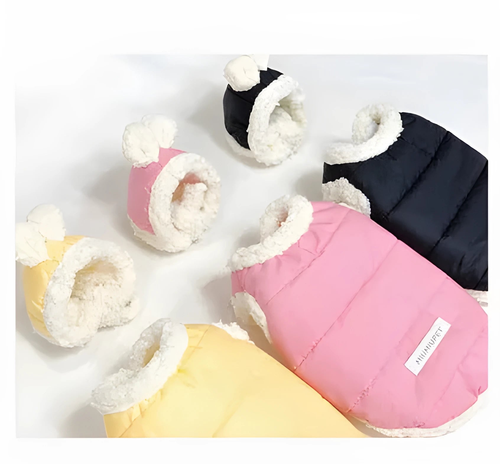 Cotton-padded pet coat in black with casual style for small dogs and cats
