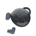 Wireless Bluetooth 5.0 headset with stereo bilateral earplugs and battery display, shown in pink, black and red